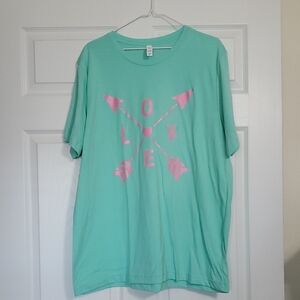 Women's Valentine Mint Green Love Graphic Tee